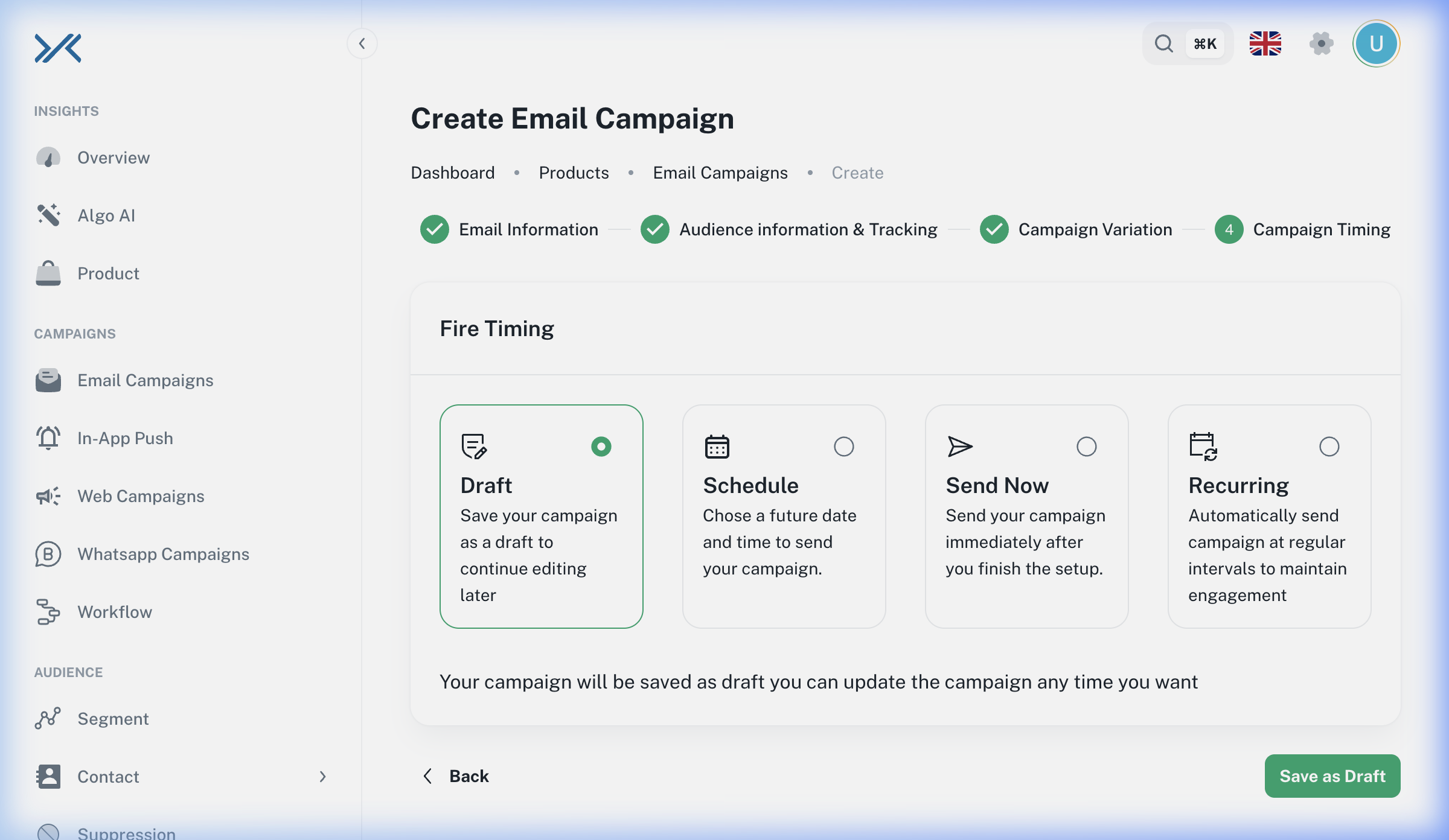 Step 4: Campaign Timing